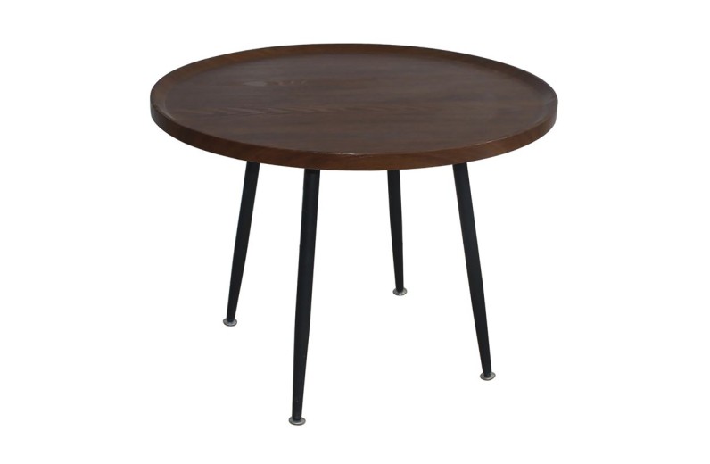 MATRIX Τραπεζάκι Σαλονιού Καθιστικού, Μέταλλο Βαφή Μαύρο, Ξύλο Καρυδί Καρυδί