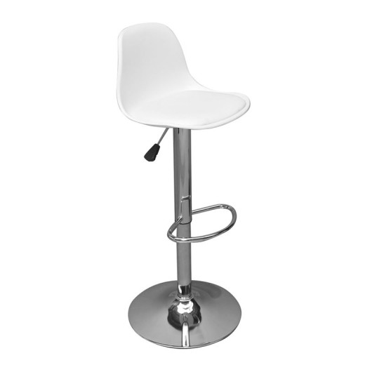 MARTIN Σκαμπό BAR, Χρώμιο, PP-Pu Άσπρο, Ρύθμιση Ύψους, Περιστρεφόμενο Άσπρο