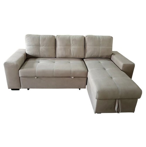 MONTREAL-Max Nabuk Καναπές Κρεβάτι Γωνία Αναστρέψιμη με Αποθηκευτικό Χώρο, Cappuccino Μπεζ-Tortora-Sand-Cappuccino