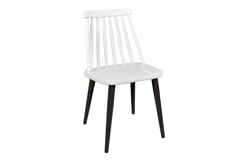 LAVIDA Καρέκλα Τραπεζαρίας Κουζίνας, Μέταλλο Βαφή Μαύρο, PP Άσπρο Άσπρο