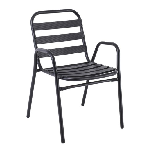 FANTIC Πολυθρόνα Μέταλλο - Αλουμίνιο Βαφή Ανθρακί, Στοιβαζόμενη