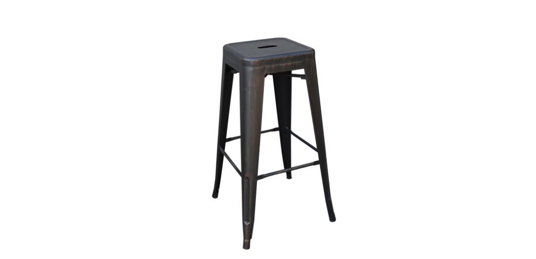 RELIX Σκαμπό Bar-Pro, Στοιβαζόμενο, Μέταλλο Βαφή Antique Black Μαύρο
