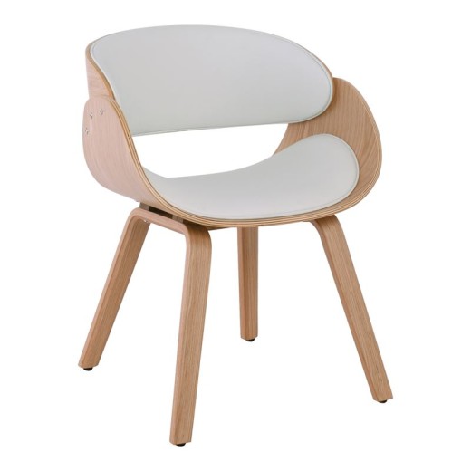 JOY Πολυθρόνα-Pro Τραπεζαρίας, Φυσικό, Pu Άσπρο Άσπρο