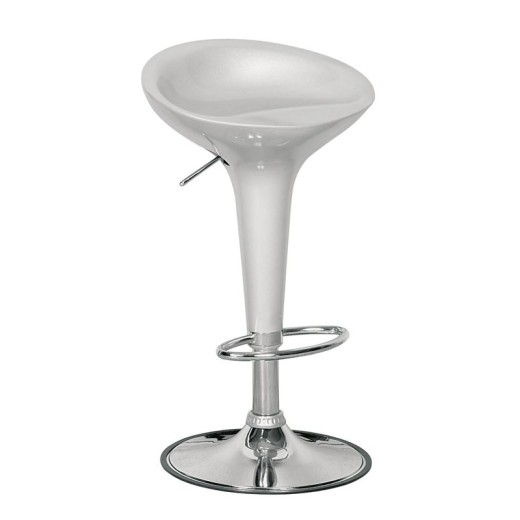 DISCO Σκαμπό BAR, Βάση Χρώμιο, ABS Silver, Ύψος Ρυθμιζόμενο, Περιστρεφόμενο Γκρι