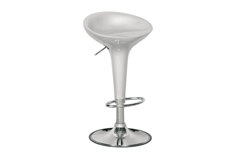 DISCO Σκαμπό BAR, Βάση Χρώμιο, ABS Silver, Ύψος Ρυθμιζόμενο, Περιστρεφόμενο Γκρι