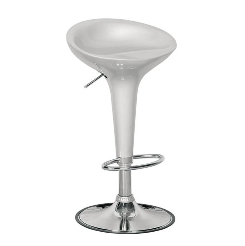 DISCO Σκαμπό BAR, Βάση Χρώμιο, ABS Silver, Ύψος Ρυθμιζόμενο, Περιστρεφόμενο Γκρι