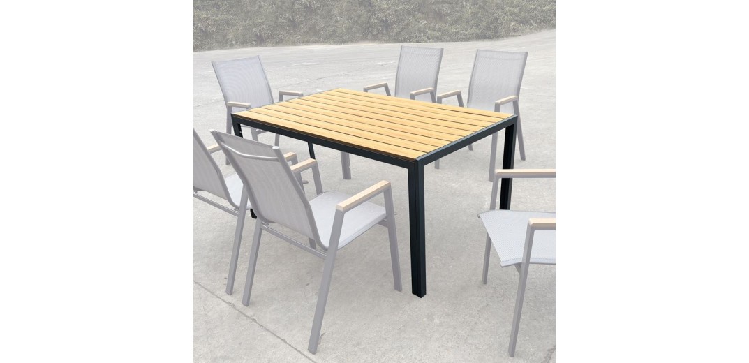 VIRNA Τραπέζι Κήπου-Βεράντας, Μέταλλο Βαφή Ανθρακί, Polywood Φυσικό Ανθρακί