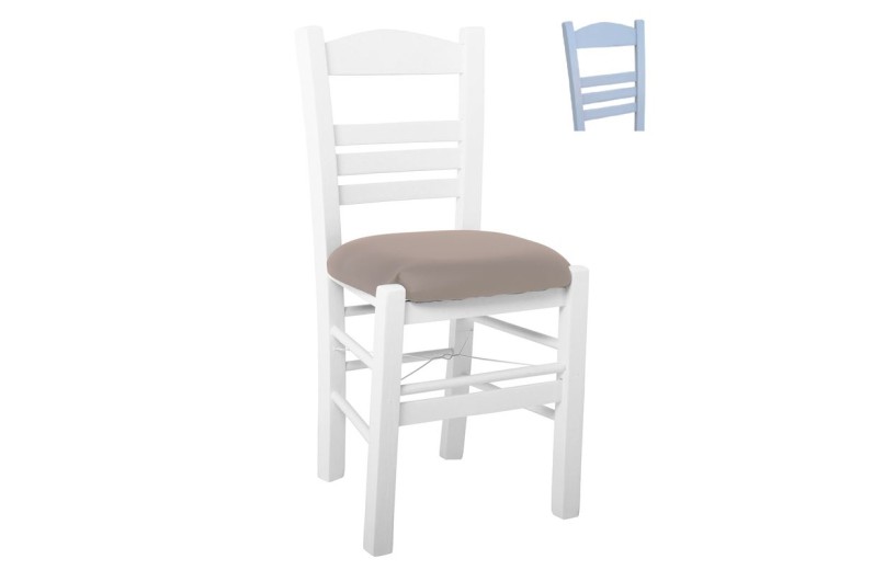 ΣΙΦΝΟΣ Καρέκλα Οξιά Βαφή Εμποτισμού Λάκα Γκρι, Κάθισμα Pu Cappuccino Γκρι