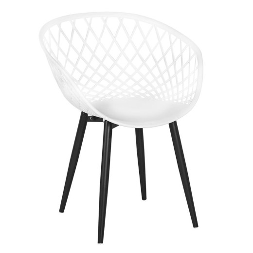 REX Πολυθρόνα-Pro Μέταλλo Βαφή Μαύρο, PP-UV Άσπρο Άσπρο