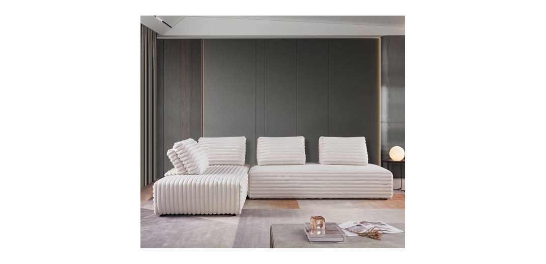 BRISTOL Καναπές Σαλονιού Καθιστικού Πολυμορφικός, Τεχνητή Γούνα Άσπρο