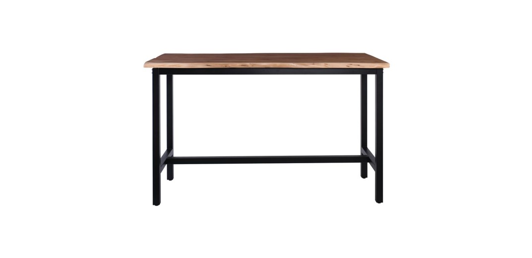 LIZARD Τραπέζι Bar Μέταλλο Βαφή Μαύρο, Ξύλο Ακακίας Φυσικό Μαύρο