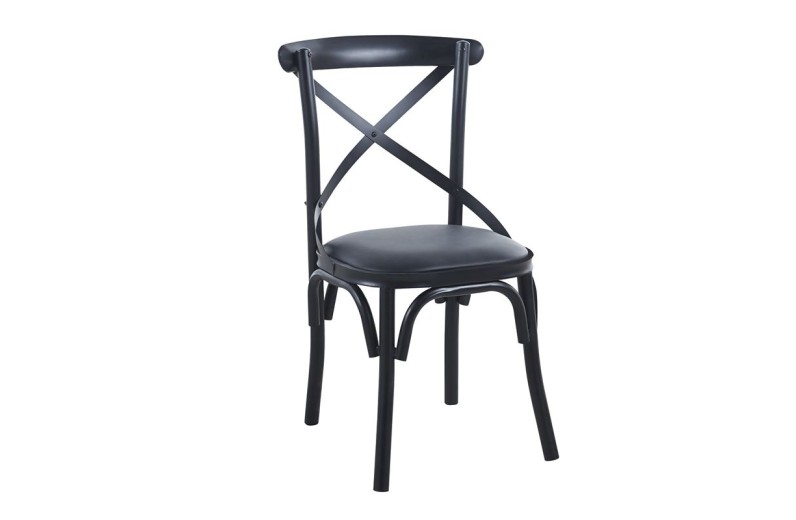 MARLIN Καρέκλα Τραπεζαρίας Μέταλλο Βαφή Μαύρο, PU Μαύρο (4τμχ)