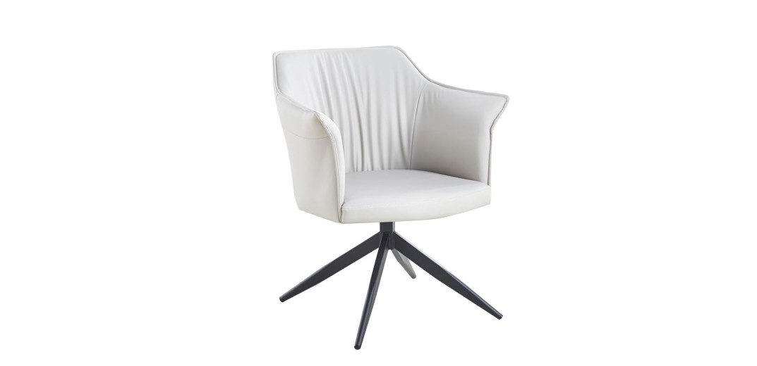 EVELYN Πολυθρόνα Περιστρεφόμενη, Μέταλλο Βαφή Μαύρο, Pu Γκρι-Μπεζ Γκρι