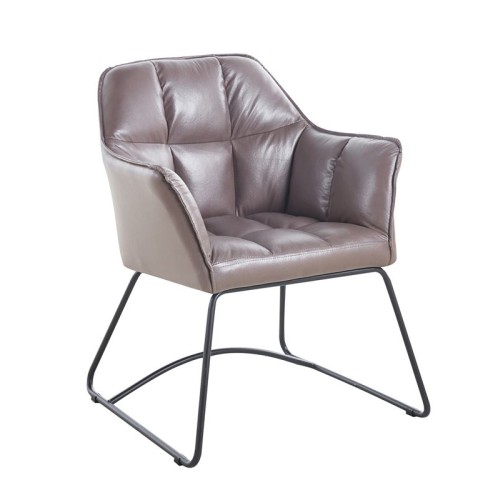 POLLY Πολυθρόνα Μέταλλο Βαφή Μαύρο, Ύφασμα Suede Cappuccino Μαύρο