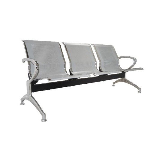 Κάθισμα Αναμονής - Υποδοχής 3 Θέσεων, Μέταλλο Χρώμιο Mesh Γκρι Γκρι