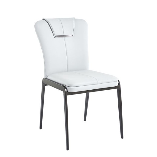 ANDRIA Καρέκλα Τραπεζαρίας- Κουζίνας, Μέταλλο Βαφή Μαύρο, Pu Ανοιχτό Γκρι Γκρι