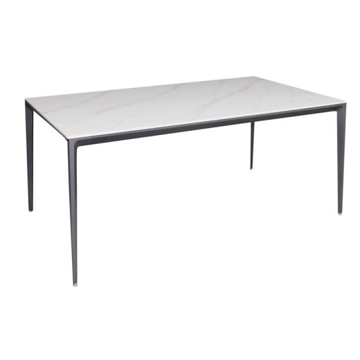 BARRET Τραπέζι Τραπεζαρίας - Κουζίνας, Alu Μαύρο, Επιφάνεια Sintered Stone White Marble Άσπρο