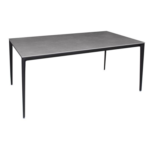 BARRET Τραπέζι Τραπεζαρίας - Κουζίνας, Alu Μαύρο, Επιφάνεια Sintered Stone Γκρι Γκρι