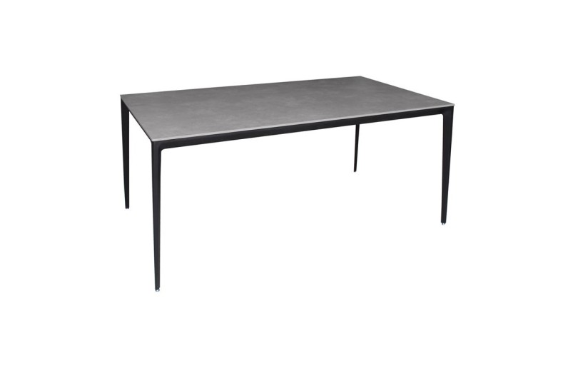 BARRET Τραπέζι Τραπεζαρίας - Κουζίνας, Alu Μαύρο, Επιφάνεια Sintered Stone Γκρι Γκρι