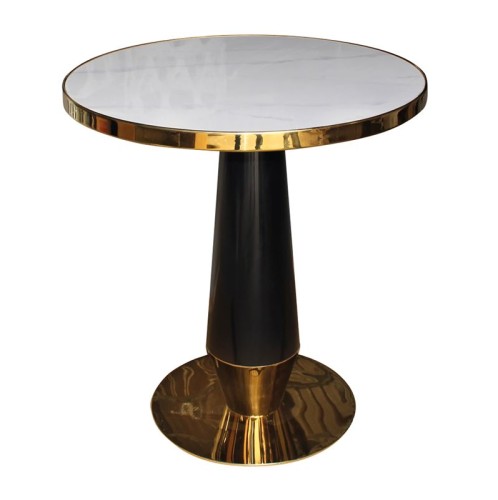 OLIVE Τραπέζι Βαφή Μαύρο-Gold, Επιφάνεια Sintered Stone White Marble Γκρι