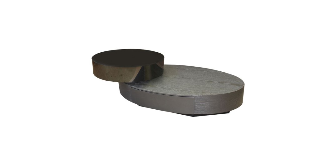 BONI Τραπεζάκι Σαλονιού- Καθιστικού με 2 Συρτάρια, Απόχρωση Μαύρο-Zebrano Wenge