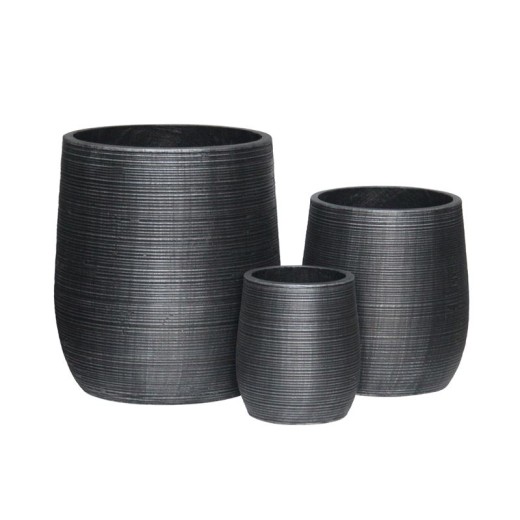 FLOWER POT-16 Set 3 τεμαχίων, Cement Απόχρωση Anthracite Ανθρακί