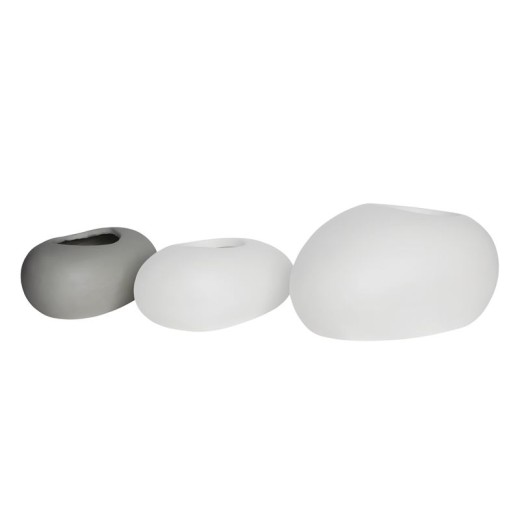FLOWER POT-ROCK 40x30x19cm, Cement Απόχρωση White Άσπρο