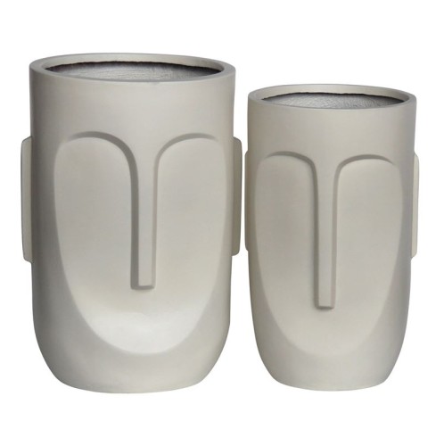 FLOWER POT-TOTEM Set 2 τεμαχίων, Cement Απόχρωση Sand Brown Μπεζ-Tortora-Sand-Cappuccino