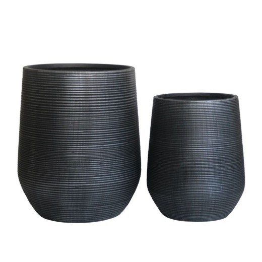FLOWER POT-17 Set 2 τεμαχίων, Cement Απόχρωση Anthracite Ανθρακί