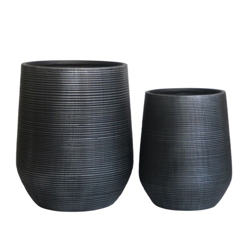 FLOWER POT-17 Set 2 τεμαχίων, Cement Απόχρωση Anthracite Ανθρακί