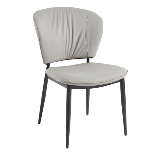 DIMA Καρέκλα Τραπεζαρίας- Κουζίνας, Μέταλλο Βαφή Μαύρο, Pu Γκρι-Μπεζ Γκρι