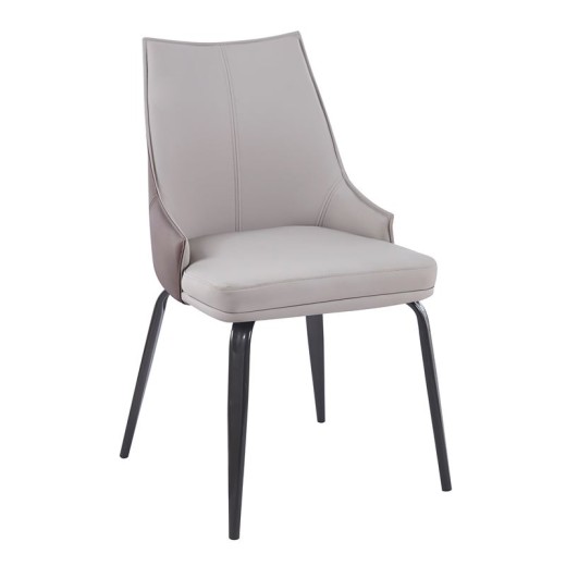 NORA Καρέκλα Τραπεζαρίας- Κουζίνας, Μέταλλο Βαφή Μαύρο, Pu Ανοιχτό-Σκούρο Cappuccino Μαύρο