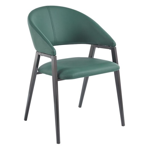 DELI Πολυθρόνα Μέταλλο Βαφή Μαύρο, Pu Forest Green Μαύρο