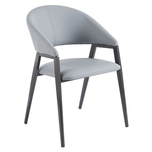 DELI Πολυθρόνα Μέταλλο Βαφή Μαύρο, Pu Γκρι Γκρι