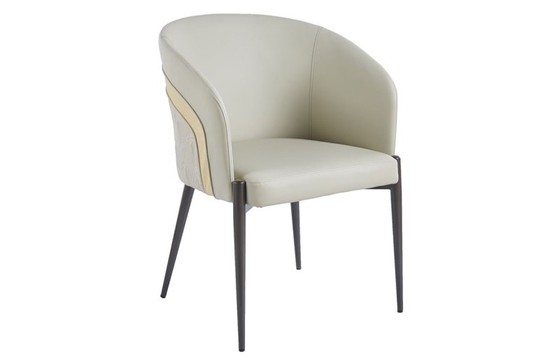 LENA Πολυθρόνα Μέταλλο Βαφή Μαύρο, Pu Μπεζ Μαύρο