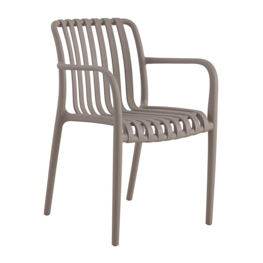 MODA Πολυθρόνα Στοιβαζόμενη PP - UV Protection Απόχρωση Mocha Μπεζ-Tortora-Sand-Cappuccino