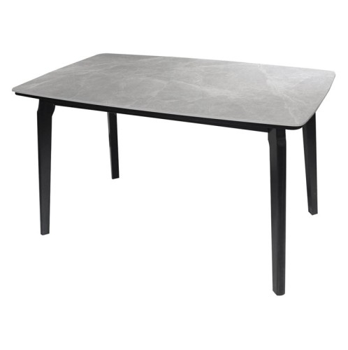 DALIN Τραπέζι Τραπεζαρίας- Κουζίνας, Ξύλο Μαύρο-Επιφάνεια Sintered Stone Grey Marble Γκρι