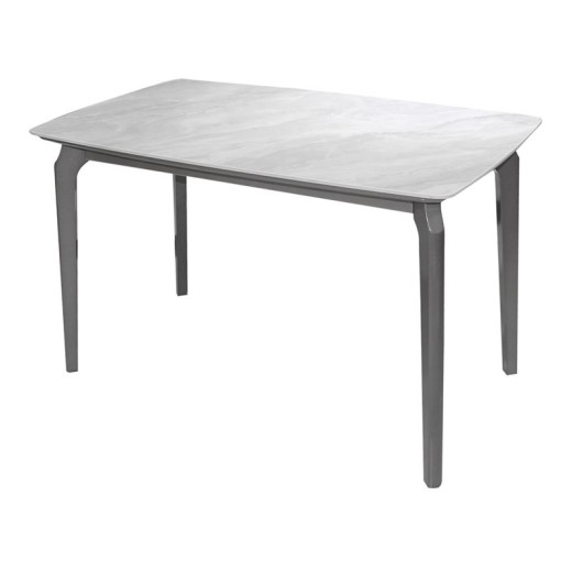 DALIN Τραπέζι Τραπεζαρίας- Κουζίνας, Ξύλο Γκρι-Επιφάνεια Sintered Stone White Marble Άσπρο