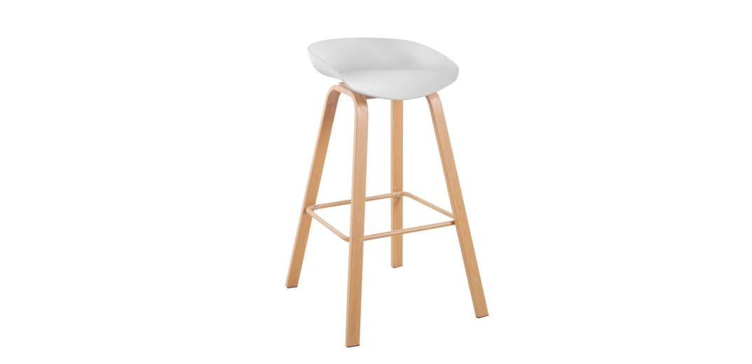 PENT Σκαμπό Bar, Μέταλλο Βαφή Φυσικό, PP Άσπρο Άσπρο