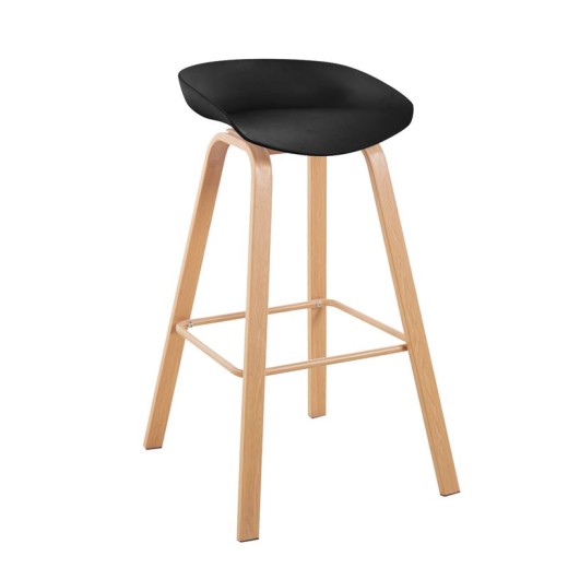 PENT Σκαμπό Bar, Μέταλλο Βαφή Φυσικό, PP Μαύρο Μαύρο