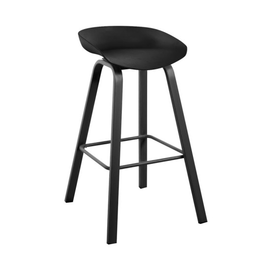 PENT Σκαμπό Bar, Μέταλλο Βαφή Μαύρο, PP Μαύρο (4τμχ)