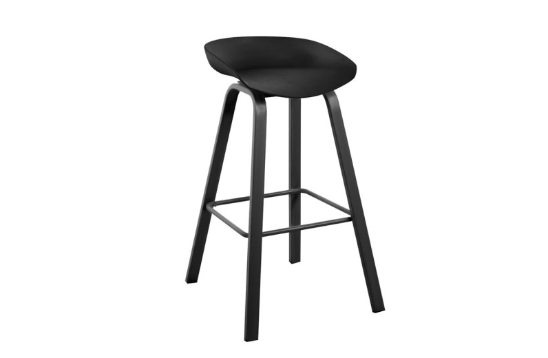 PENT Σκαμπό Bar, Μέταλλο Βαφή Μαύρο, PP Μαύρο (4τμχ)