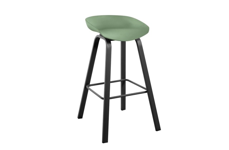 PENT Σκαμπό Bar, Μέταλλο Βαφή Μαύρο, PP Πράσινο Μαύρο