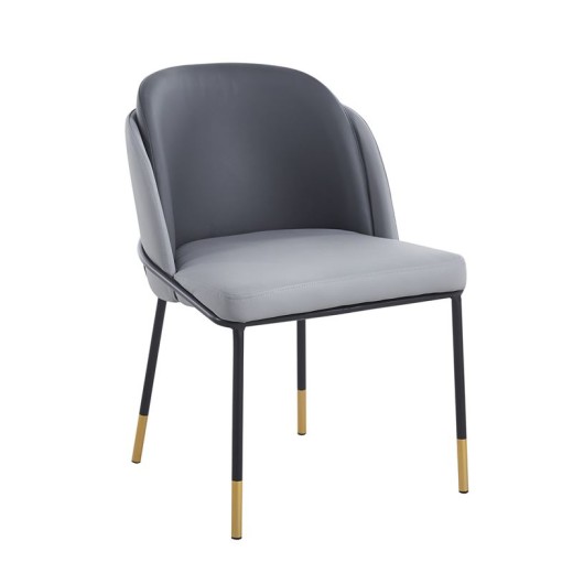 SELECT Καρέκλα Τραπεζαρίας- Κουζίνας, Μέταλλο Βαφή Μαύρο, Pu Ανοιχτό-Σκούρο Γκρι Γκρι