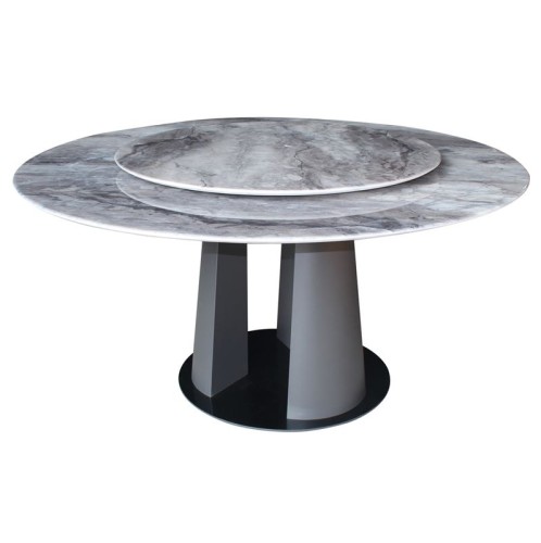 LAZY SUSAN Τραπέζι με κεντρική Περιστρεφόμενη επιφάνεια, Βάση Μέταλλο-Επιφάνεια Μάρμαρο Ανθρακί