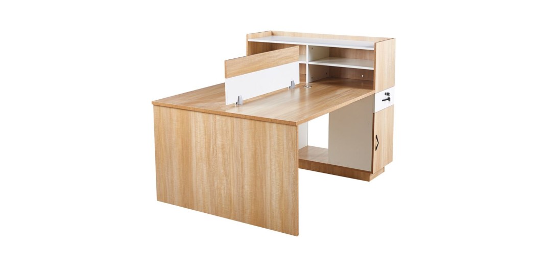 WORKSTATION Γραφείο - Σταθμός Εργασίας 2 Θέσεων, Melamine Απόχρωση Sonoma-Άσπρο Φυσικό