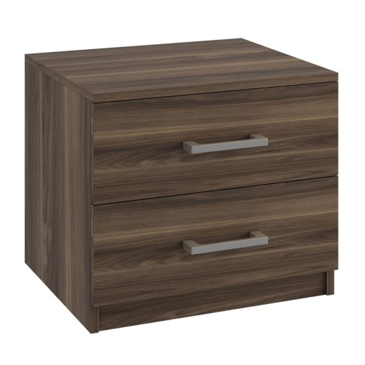 LIFE-W Κομοδίνο με 2 Συρτάρια, Απόχρωση Καρυδί