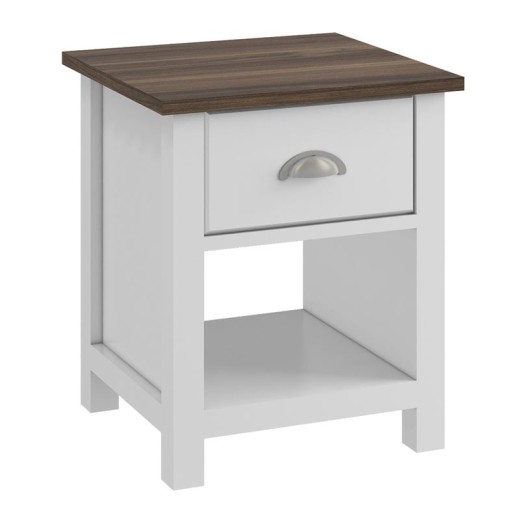 LUXOR Κομοδίνο Απόχρωση Καρυδί - Άσπρο Άσπρο