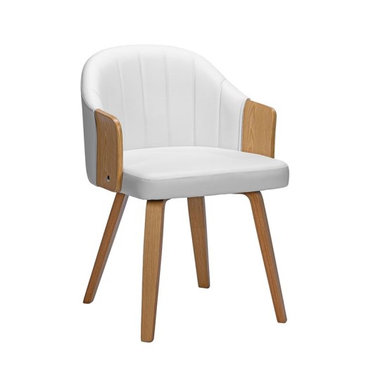 ENZO Πολυθρόνα Τραπεζαρίας Φυσικό, Pu Άσπρο Άσπρο