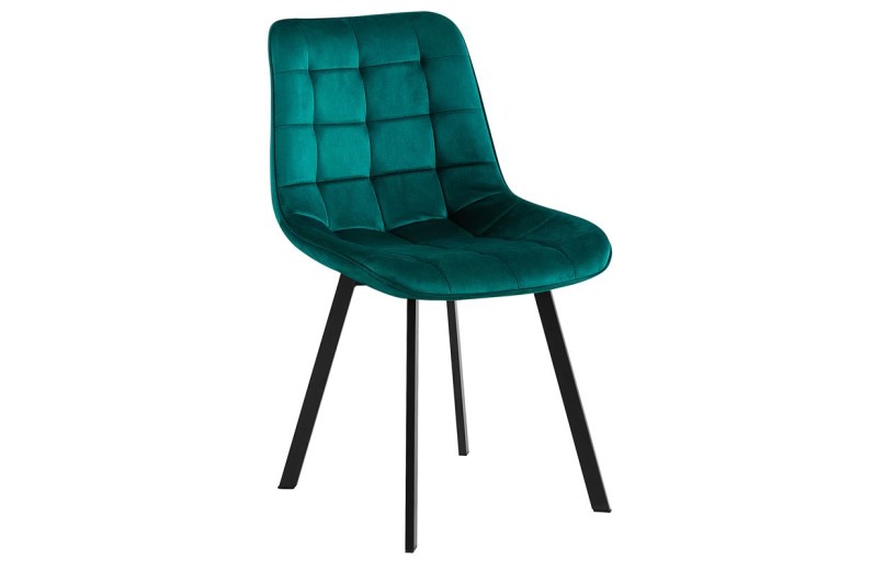 MYRIAM K/D Καρέκλα Τραπεζαρίας Μέταλλο Βαφή Μαύρο, Ύφασμα Velure Forest Green ( Συσκ.4 ) Μαύρο